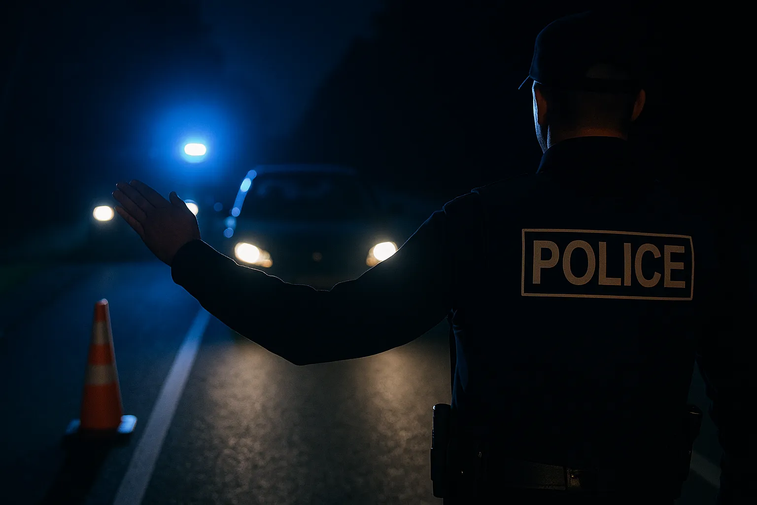 Refus d’obtempérer – contrôle routier de nuit avec un policier ordonnant l’arrêt d’un véhicule