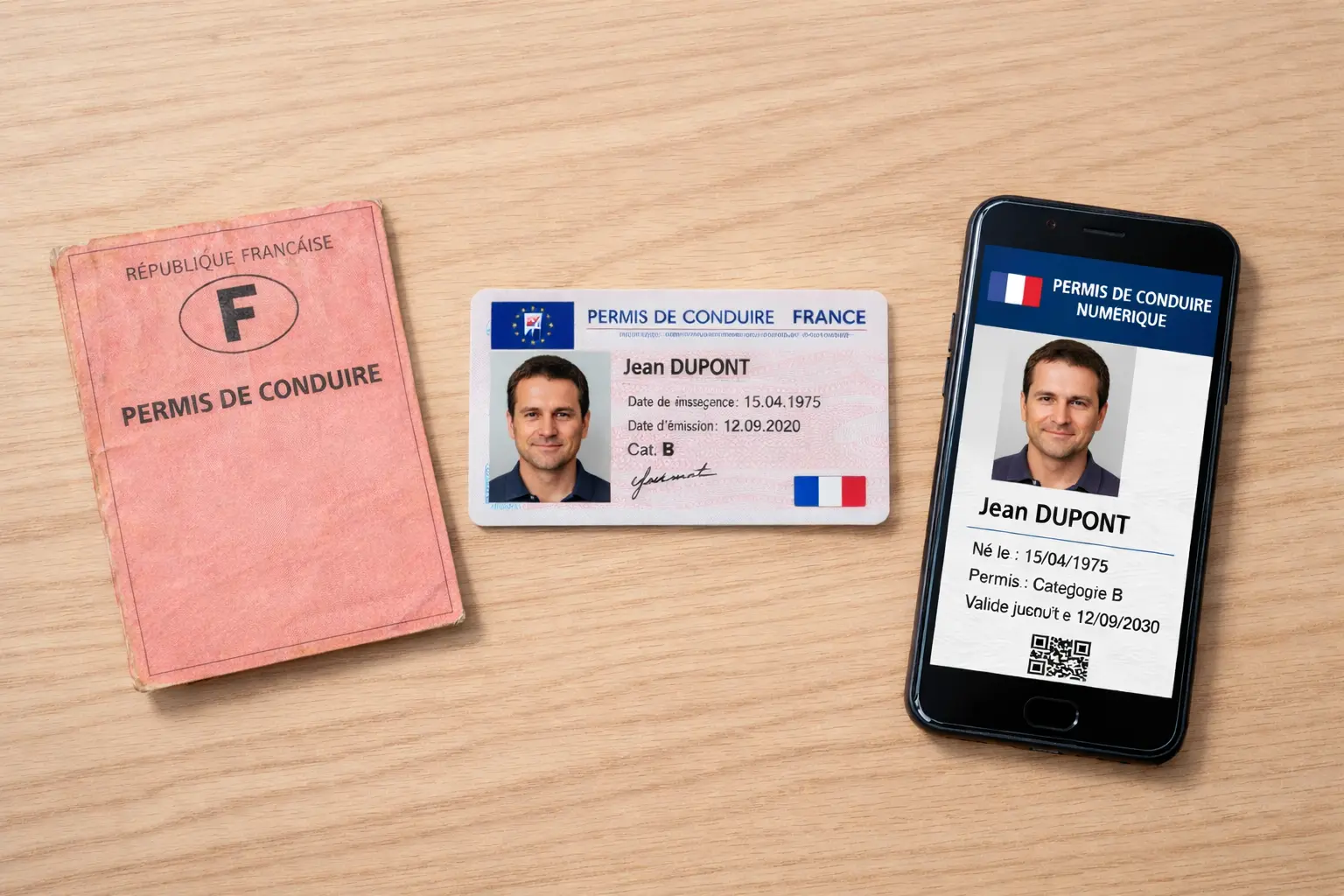 Évolution du permis de conduire : du permis rose papier au format carte européen jusqu'au permis numérique sur smartphone.
